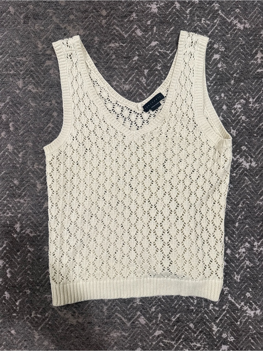 Sanctuary Ivory Pointelle Open Knit Cotton Sweater Tank Top Size S